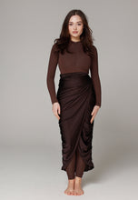 Load image into Gallery viewer, West - Long Swim Skirt - Dark Chocolate/Glitter Dark Chocolate
