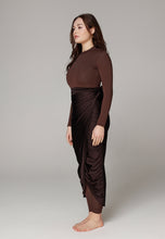 Load image into Gallery viewer, West - Long Swim Skirt - Dark Chocolate/Glitter Dark Chocolate
