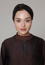 Load image into Gallery viewer, Headcover - Anti - Slip - Swim-turban - Glitter Dark Chocolate
