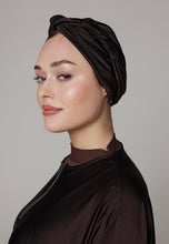 Load image into Gallery viewer, Headcover - Anti - Slip - Swim-turban - Glitter Dark Chocolate
